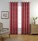 MIUCO Floral Embroidery Semi Sheer Curtain Panels Faux Linen Grommet Curtains for Kids Room 52 x 95 Inch 2 Panels, Burgundy by CozyNest Decor