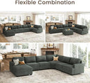 Nolany Modular Sectional Couch with Storage Ottoman, Corduroy Sectional Sofa with Chaise, U Shape Sectional Couches for Living Room, Green by CozyNest Decor