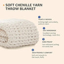 L'AGRATY Chunky Knit Blanket - Soft Chenille Yarn Throws 40x50: Handmade Thick Cable Crochet Blanket - Large Chunky Yarn Rope Knot Throw for Couch, Sofa, Bed Home Decor by CozyNest Decor