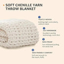 L'AGRATY Chunky Knit Blanket Throw: 80''x90'' Chenille Chunky Knitted Throw Blanket for Bed Couch - Handmade Thick Big Cable Knit Blanket - Large Chunky Crochet Rope Blanket for Home Decor(Ivory) by CozyNest Decor