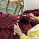 WESHIONGOO Chunky Knit Blanket Throw 40"×40" Knitted Throw Blankets for Couch Bed Fluffy Soft Blanket with Jumbo Chenille Yarn Thick 100% Handmade (Burgundy Red) by CozyNest Decor