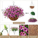 Artificial Faux Hanging Plants Flowers Basket Outdoor Porch Garden Spring Decoration, Fake Silk Daisy in Planter Realistic UV Resistant for Outside Home Patio Balcony Yard(Purple) by GreenHaven Gardens