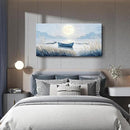 Oversized Large Living Room Wall Art, Blue Wall Decor for Bedroom, Modern Nautical Ocean Beach Seascape Nature Picture Sailboat Moon Lake Mountain Canvas Print Relaxing Serene Coastal Rustic Artwork by CozyNest Decor