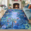 LIVEBOX Washable Jungle Animal Print Rugs 9x12 Blue Rugs for Living Room, Stain Resistant Soft Kids Area Rugs for Bedroom, Non-Skid Modern Dining Room Rug Floor Carpet for Playroom Kids Nursery by CozyNest Decor