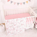 CaSaJa Baby 3-Piece Crib Bedding Set for Boys Girls, Including Soft Quilted Comforter(Blanket), Fitted Crib Sheet and Skirt, Soft Nursery Bedding Set Made of Silky Comfy Materials, Watercolor Floral by TinyTreasures Baby Boutique
