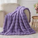 Lotus Karen Faux Fur Throw Blanket Purple - Big Bubble Rabbit Fluff Blanket for Couch Bed Sofa,Softest Fluffy Fuzzy Cozy Blanket,Thick Furry Plush Shaggy Warm Blankets for Women,60x80 Inches by CozyNest Decor