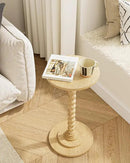 Masupu Round Side Table, Small End Table for Small Spaces, Pedestal Drink Table with Solid Wood Leg for Living Room, Bedroom, Corners(Natural) by CozyNest Decor