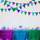 Blue Green Purple Party Decorations Metallic Fabric Triangle Pennant Banner Flag Bunting for Men Boys Video Game Theme Birthday Graduations Retirement Wedding Bachelor Baby Shower Party Supplies by GreenHaven Gardens