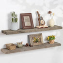 Floating Shelves | 8" Deep Rustic Reclaimed Barnwood Wall Hanging Shelves with Invisible Heavy-Duty Metal Bracket | Wall Mounted | Farmhouse Style | 36 inches, 2 PCs, Distressed Grey by CozyNest Decor