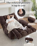 Oversized Recliner Chair Manual Swivel Rocker Recliner for Living Room Chenille Overstuffed Nursery Reclining Sofa Chair Rocking Recliners for Adults 400lbs (Manual, Brown) by CozyNest Decor
