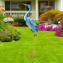 Nacome Large Standing Blue Metal Crane Garden Statue: Indoor Outdoor Heron Animal Sculpture for Patio Backyard Porch Yard Bird Art Lawn Decor - 36.6inch Gifts for Grandma Mom by GreenHaven Gardens