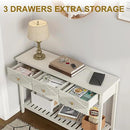47" Fluted Console Table with 3 Drawers, Narrow Long Entryway Table with Storage Shelf, Sofa Tables for Entryway, Living Room, Behind Couch, Foyer, Hallway, Office (Beige) by CozyNest Decor