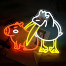 LISIGNVE Capybara Pelican Neon Sign for Wall Decor Funny Capybara Led Neon Light Sign Pelican Neon Light for Children's Room Kindergarten Bedroom Zoo Art Wall Decor(16.5”*12.6”) by CozyNest Decor