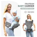 FRUITEAM 6-in-1 Baby Carrier with Waist Stool/Hip Seat for Breastfeeding, One Size Fits All - Adapt to Newborn, Infant & Toddler (Greyish) by TinyTreasures Baby Boutique