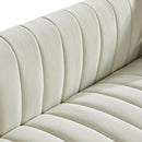 79.92" Modern Vertical Channel Tufted Velvet Sofa,Comfortable Sofa for Living Room-White