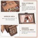 AKOZLIN 6-Tier Jewelry Box Organizer Functional 5 Drawers Leather Jewelry Storage Case for Women Girls Ring Necklace Earring Bracelet Holder Organizer with Mirror Brown by TinyTreasures Baby Boutique