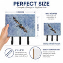 Pelican Cool Blue Water Leash or Key Holder Wall Hooks, Coat Rack Wall Mount, for Hanging Keys, Towels, Aprons, Leashes