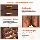 AKOZLIN Jewelry Box Organizer Functional Leather Jewelry Storage Case for Women Girls Ring Necklace Earring Bracelet Holder Organizer with Mirror Brown by TinyTreasures Baby Boutique