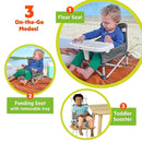 Bright Starts Pop 'N Sit Portable Booster, Indoor/Outdoor Use, Floor Seat with Feeding Tray, Grey, 6 Mos - 3 Yrs by TinyTreasures Baby Boutique
