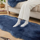 AMTOVO Faux Sheepskin Rug, Dark Blue Ultra Soft Fluffy Shag Area Rug, 2 x 6 ft Faux Fur Rug for Bedroom Sofa Throw Cushion Room Decor, Sheepskin by CozyNest Decor