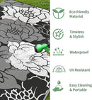 GENIMO Outdoor Rug Waterproof for Patio Decor, 9' x 12' Reversible Plastic Straw Floral Camping Carpet, Large Area Rugs Mats for RV, Camper, Deck, Balcony, Porch, Beach, Picnic, Mix-Black & White by CozyNest Decor