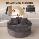 ovios 58" Oversized Round Chair Lounge Chaise Indoor, No Assembly Required, Cloud Large Circle Chair with Plush Fuax Fur, Fluffy Modern Sleeper Sofa Bed for Reading Yoga, Grey (Plush Corduroy Fabric) by CozyNest Decor