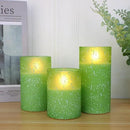 Green Flameless Candles with Remote, Glass LED Pillar Battery Operated Candles with Timer, Flickering Decorative Lights for Home Weddings Holidays Gift Set of 3 by CozyNest Decor