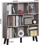 LEYAOYAO 8 Cube Bookshelf,Farmhouse Bookcase with Legs,Modern Dirty Grey Mid-Century Bookshelves,Large 3 Tier Open Storage Organizer Shelf, Retro Wood Display Book Case by CozyNest Decor