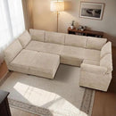 HOOOWOOO Modular Sectional Sofa,7 Pieces Sectional Couches for Living Room,131X66 U Shaped Cloud Couch with Ottoman Chaise Set(Beige Velvet Corduroy) by CozyNest Decor