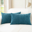 CaliTime Throw Pillow Covers Decorative 12 X 20 Inches Pack of 2 Cozy Chenille Cushion Cases for Couch Sofa Bed Living Room Home Ocean Blue by CozyNest Decor