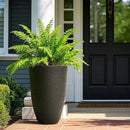 WORTH Garden 21" H Tall Planters 2 Pack - 14'' Dia Resin Large Round Black Flower Pots for Outdoor Plants Trees - Imitation Stone Finish Plastic Indoor Front Porch 9 Gallon Decorative Container Patio by CozyNest Decor