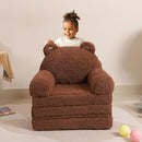 Foldable Sofa for Kids, Sherpa Teddy Bear Toddler Couch With Tri Folding Foam Cushions, Comfy for Ages 3-6 by TinyTreasures Baby Boutique