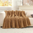 Cozy Bliss Faux Fur Throw Blanket for Couch, Cozy Warm Plush Striped Blanket for Sofa Bedroom Living Room, 50 * 60 Inches Toasty Brown by CozyNest Decor