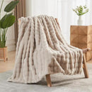 NEWCOSPLAY Faux Fur Throw Blanket Linen Bubble Blanket Thick Warm Soft for Couch Sofa Bed 550GSM (Linen, Throw(50"x60")) by CozyNest Decor