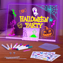 LED Drawing Board, 11.9"X8", Acrylic Note Board with Colors, Include LED Light Up Writing Pad 4 Modes & 7 Colors, 8 Markers, Stand, Hanging Chain, 2 Gel Clings, Holiday Gift by TinyTreasures Baby Boutique