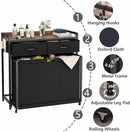 Laundry Hamper Laundry Basket with 3 Section Pull-Out Rolling Bags, Laundry Sorter for Organization and Storage with 2 Pull-Out Drawers for Laundry Room, Bathroom, Bedroom Use (Rustic Brown) by CozyNest Decor