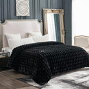 Cozy Bliss Faux Fur Throw Blanket for Couch, Fuzzy Soft Plush Thick Bubble Blanket for Sofa Bedroom Living Room, 108 * 90 Inches Black by CozyNest Decor
