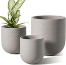 LE TAUCI 6+8+10 Inch Plant Pots Indoor, Ceramic Planters for Indoor Plants, Cylinder Pots with Drainage Hole and Plug, Planter Pots for Home Office Room Patio, Set of 3, Neutral Gray by GreenHaven Gardens