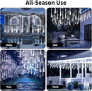 Solar Meteor Shower Lights,Solar Christmas Lights Outdoor Waterproof,16 Tubes 384 LEDs (Equivalent to 2 Sets of 8-Tube) Icicle String Light,LED Rain Drop Light for Tree Garden Decoration (Cool White) by GreenHaven Gardens
