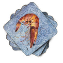 Cooked Shrimp Cool Blue Water Foam Coasters Set of 4 Cup Coasters for Indoor Outdoor, Tabletop Protection, Anti Slip, Mouse pad Material