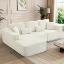 HYJT-H&K Modular Sectional Sofa Cloud Sectional Couch, 107" Comfy Fluffy L Shaped White Couches for Living Room, Deep Seat Memory Foam Plush Corduroy Boneless Couch Sectionals Left Facing Chaise Sofa by CozyNest Decor