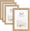 5x7 Picture Frame Set of 4 Natural Solid Oak Photo Frames with 4x6 Removable Mat Wall Hanging Large Handcrafted Frame with HD Plexiglass Wall and Tabletop Display Large Poster Frame by CozyNest Decor