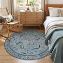 4ft Washable Round Rug - Bug Rugs for Living Room Non-Slip Low Pile Soft Ultra-Thin Machine Washable Circle Carpet for Bedroom, Entryway, Nursery, Kitchen, Home Office (4' Round Blue) by TinyTreasures Baby Boutique