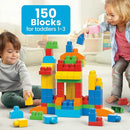 MEGA BLOKS First Builders Toddler Blocks Toys Set, Deluxe Building Bag with 150 Pieces and Storage, Blue, Ages 1+ Years by TinyTreasures Baby Boutique