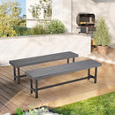 AVAWING Outdoor Wood Benches Set of 2, 63" Patio Wooden Picnic Bench for 6 Persons, Rectangular Bench for Porch, Balcony and Deck,Grey by CozyNest Decor