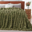 Lotus Karen Faux Fur Blanket Dark Green - Big Bubble Rabbit Fluff King Blankets for The Bed,Softest Fluffy Fuzzy Cozy Blanket,Thick Furry Plush Shaggy Warm Blankets for Women,108x90 Inches by CozyNest Decor
