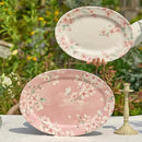 Bico Spring Sakura 16 plus 14 inch Ceramic Oval Platters Set, Set of 2, Microwave & Dishwasher Safe, for Serving Fish, Chicken, Turkey by CozyNest Decor