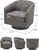Swivel Barrel Accent Chair, Modern Round Linen Arm Chair for Living Room, Bedroom, Comfy Club Reading Chairs for Adults（Linen Fabric, Grey, Set of 1 by CozyNest Decor