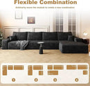 136" Sectional Couches for Living Room Modern Modular Sofa with L-Shape Couchs Upholstered Boneless Couch Deep Seat Sectional Couch with Chaise (Black, Right Facing Chaise+3Seaters) by CozyNest Decor