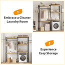 CABIHOME 5-Tier Over-The-Washer Shelf - Adjustable Height Laundry Organizer Space Saver, Double-Layer 100lb Shelves, 2 Hooks for Bathroom/Balcony (Natural& Black) by CozyNest Decor